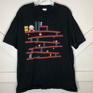 Vintage 2006 Donkey Kong Mario Nintendo Black Graphic T-Shirt Arcade Game Design